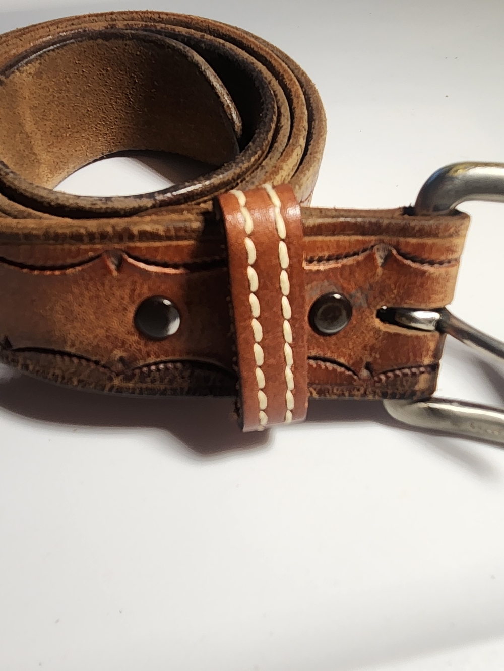Vintage Chacon Men’s Brown Belt Size 40 Brass Buckle 1.25” tooled